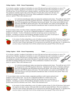 Lesson 10.8b More Linear Programming Half Sheet