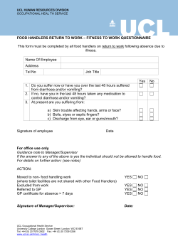 Food Handlers - Return to Work Questionnaire