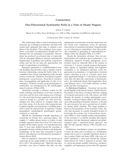 Commentary One-Dimensional Systematist: Perils in a Time of