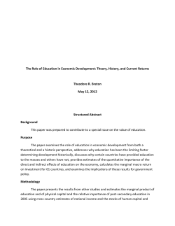 The Role of Education in Economic Development: Theory, History