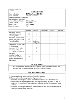 MAT1400 LINEAR ALGEBRA 1
