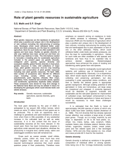 Role of plant genetic resources in sustainable agriculture