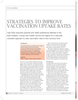 STRaTEGiES TO iMpROvE vaCCinaTiOn UpTaKE RaTES