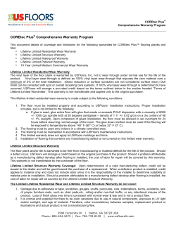 COREtec Plus&reg; Comprehensive Warranty Program