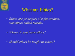 The FFA Code of Ethics We will conduct ourselves at all times in