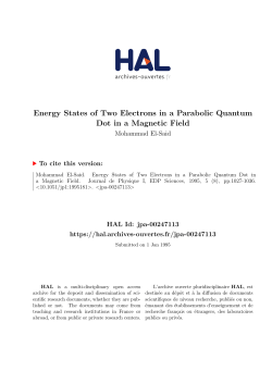 Energy States of Two Electrons in a Parabolic Quantum - HAL