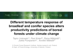 Different temperature response of broadleaf and conifer