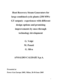 Heat Recovery Steam Generators for large combined cycle plants