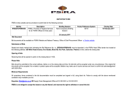 INVITATION TO BID PSIRA invites suitable service providers to