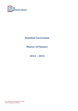 Detailed Curriculum - Master of Finance 2014-2015