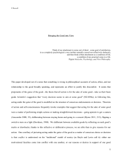 F.Russell Bringing the Good into View Think of our attachment to