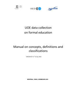 Manual on Concepts, Definitions and Classifications