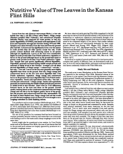 Nutritive Value of Tree Leaves m the Kansas Flint Hills