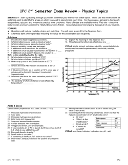 IPC Semester Exam Review * Physics Topics