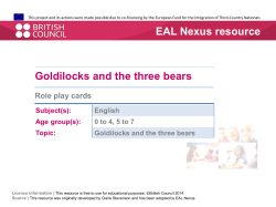 Goldilocks role-play cards  - EAL Nexus