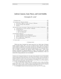 Antitrust Amnesty, Game Theory, and Cartel Stability