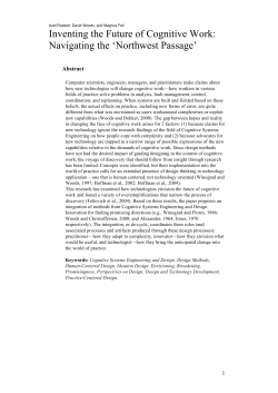 Inventing the Future of Cognitive Work: Navigating the