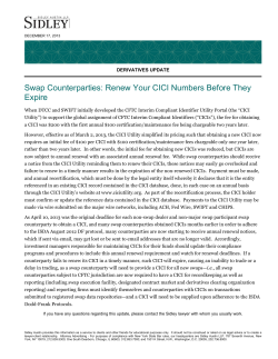 Swap Counterparties: Renew Your CICI