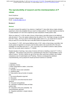 The Reproducibility Of Research And The Misinterpretation Of P