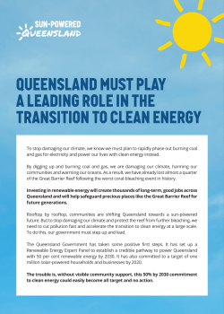 Queensland must play a leading role in the transition