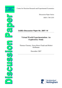 Virtual World Experimentation: An Exploratory Study