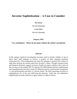 Investor Sophistication &ndash; A Case to Consider