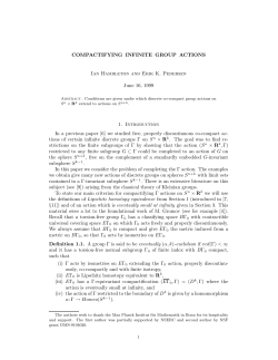 COMPACTIFYING INFINITE GROUP ACTIONS Ian Hambleton and