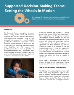 Supported Decision-Making Teams: Setting the Wheels in Motion