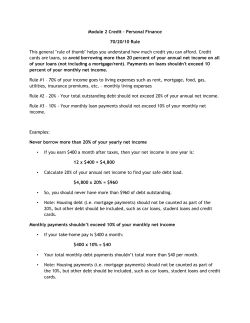 Module 2 Credit &ndash; Personal Finance 70/20/10 Rule This general