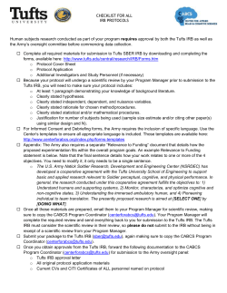 CHECKLIST FOR ALL IRB PROTOCOLS Human subjects research