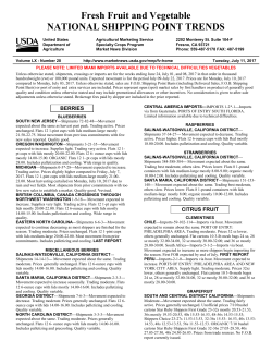 Fresh Fruit and Vegetable NATIONAL SHIPPING POINT TRENDS