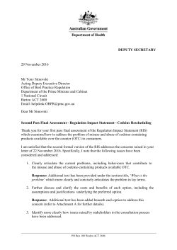 Codeine re-scheduling RIS Deputy Secretary Certification Letter