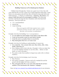 Building Numeracy in Pre-Kindergarten Students Children learn