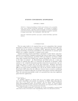 Events Concerning Knowledge - Center for Advanced Study in