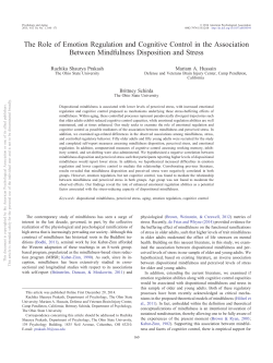The Role of Emotion Regulation and Cognitive Control in the