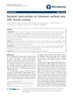 Bacterial communities on classroom surfaces vary with human contact