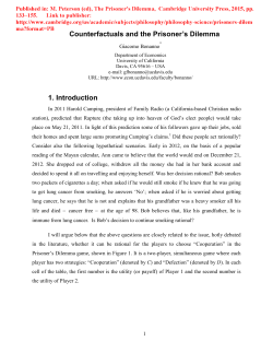 Counterfactuals and the Prisoner`s Dilemma 1. Introduction