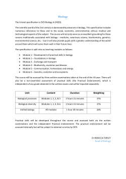 Biology Unit Content Duration Weighting