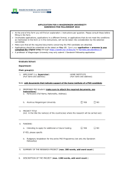SHORT PROPOSAL FOR A PhD FELLOWSHIP OF