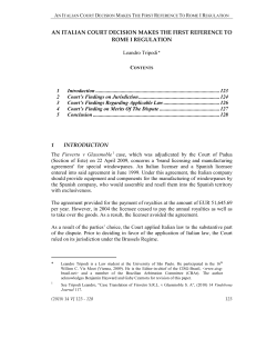 2010. An Italian Court Decision Makes the First Reference to Rome I