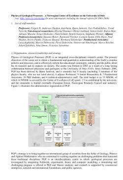 Physics of Geological Processes (PGP) * a Norwegian Center of