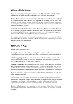 Media Release Template - National Association for the Visual Arts