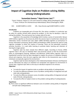 Impact of Cognitive Style on Problem solving Ability among