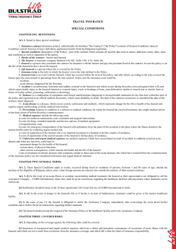 Special Conditions for Travel Insurance