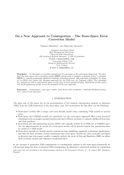 On a New Approach to Cointegration &ndash; The State
