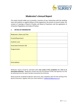 Moderators Report Pro Forma Oct13