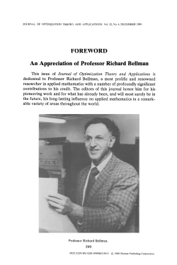 An appreciation of Professor Richard Bellman