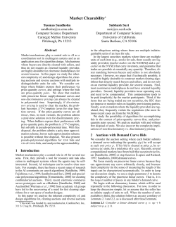Market Clearability - Carnegie Mellon School of Computer Science