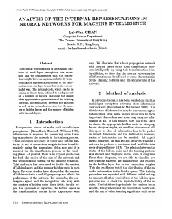 1991-Analysis of the Internal Representations in Neural Networks