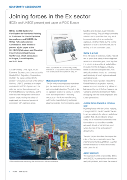 Joining forces in the Ex sector IECEx and UNECE present joint